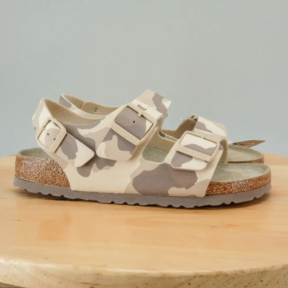 Birkenstock Milano Sandals Womens Size 8 Tan Desert Camouflage Soft Footbed NEW
